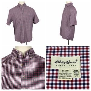 Eddie Bauer Red & Blue Short Sleeve Large-Tall‎